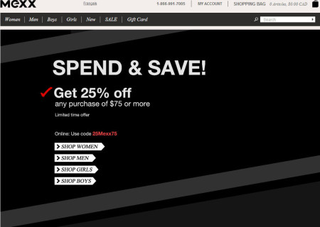Mexx Get 25 Off Any Purchase over $75 (Until Jan 31)