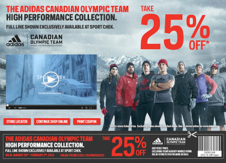 Sport Chek 25 Off Team Canada Olympic Apparel (Until Feb 3)