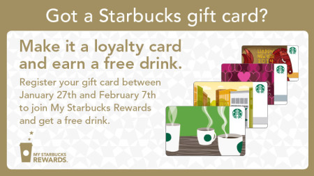 Starbucks FREE Drink when you Register a Gift Card (Until Feb 7)