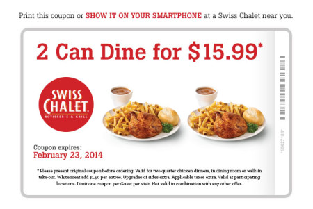 Swiss Chalet 2 Can Dine for $15.99 Coupon (Until Feb 23)