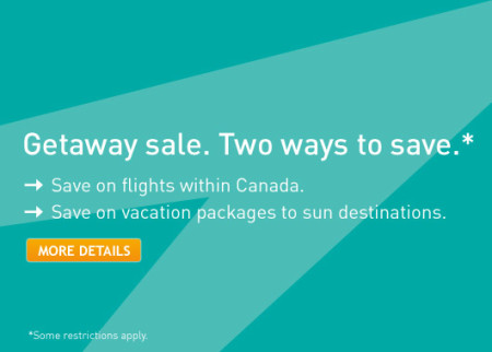 WestJet Getaway Sale - Save on flights within Canada or Vacation Packages to Sun Destinations (Book by Jan 23)