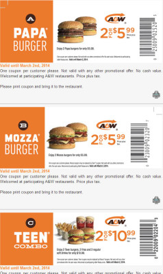 A&W New Printable Coupons (Until Mar 2)