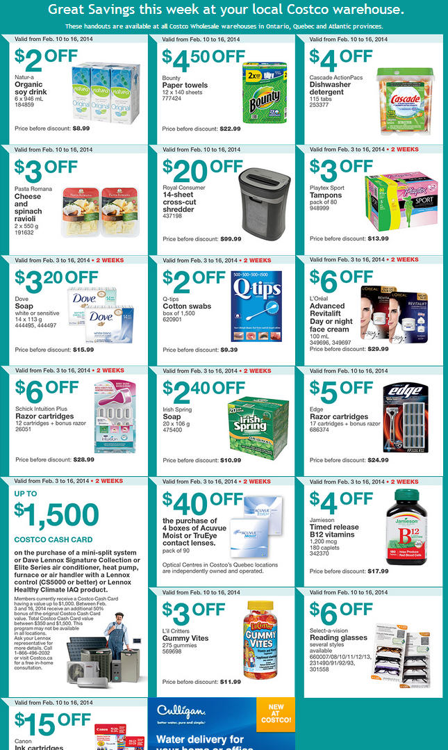 Costco Weekly Handout Instant Savings Coupons East (Feb 10-16)