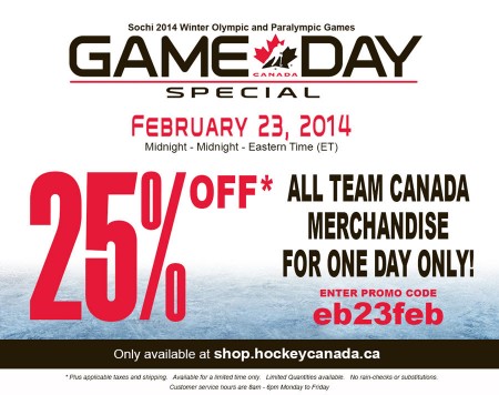 Hockey Canada 25 Off All Team Canada Merchandise (Feb 23)