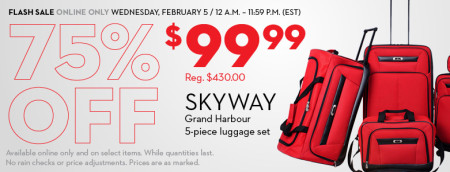 Hudson's Bay Flash Sale - 75 Off Skyway Grand Harbour Luggage Set (Feb 5 Only)