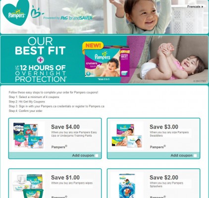 P&G brandSAVER Pampers Diaper and Wipes Coupons