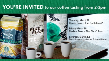 Starbucks FREE Coffee Tasting (Mar 27-29, from 2-3pm)