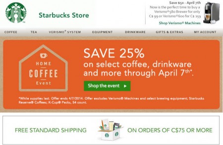 Starbucks Store Home Coffee Event - Save 25 Off select Coffee, Drinkware and More (Until Apr 7)