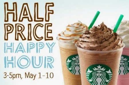 Starbucks 50 Off Frappuccno Happy Hour from 3-5pm (May 1-10)