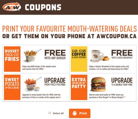 A&W New Printable Coupons (Until June 1)