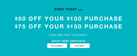 Express $50 Off $100 Purchase, or $75 Off $150 Purchase Coupon (Until May 4)