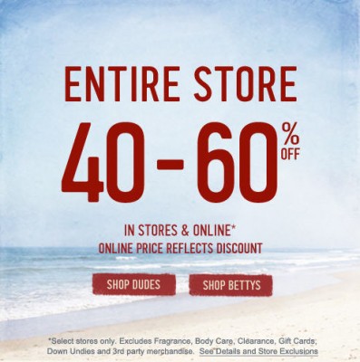 Hollister Co Save 40-60 Off Entire Store