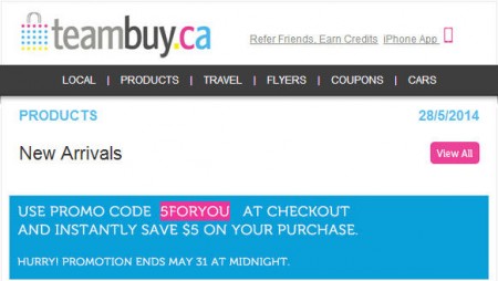 TeamBuy.ca - Extra $5 Off Promo Code (Until May 31)