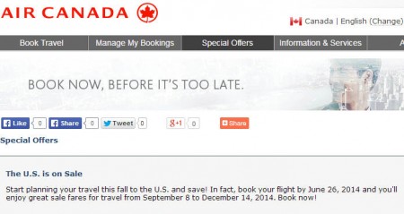 Air Canada Canada to USA Seat Sale (Book by June 26)