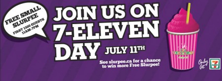 7-Eleven FREE Slurpee Day (July 11, 11am-7pm)