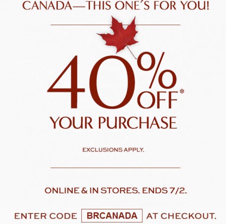 Banana Republic Canada Day Sale - 40 Off Your Purchase (July 1-2)