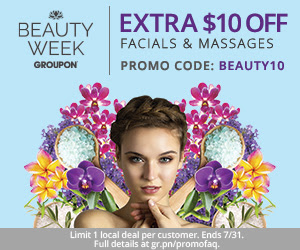 Groupon Extra $10 Off Massage & Facial Deals Promo Code (July 30-31)