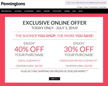 Penningtons Save up to 40 Off Your Purchase (July 1)