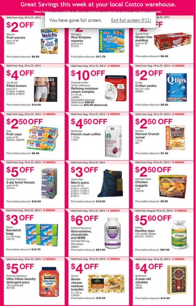 Costco Weekly Handout Instant Savings Coupons East (Aug 25-31)