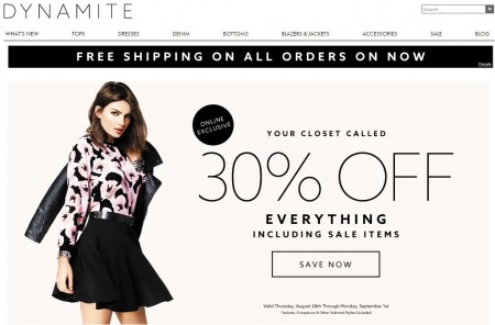 Dynamite Clothing 30 Off Everything + Free Shipping (Aug 28 - Sept 1)