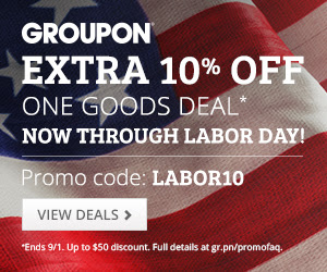 Groupon Extra 10 Off Goods Deal Promo Code (Aug 29 - Sept 1)