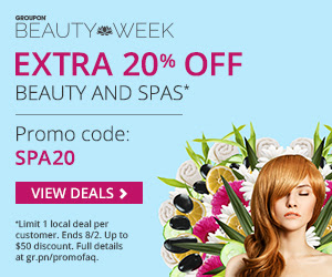 Groupon.com Extra 20 Off Beauty and Spa Deals Promo Code (Aug 1-2)