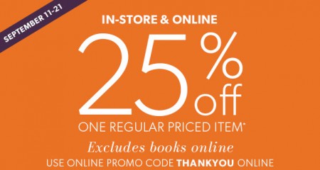 Chapters Indigo 25 Off One Regular Priced Item Coupon (Sept 11-21)