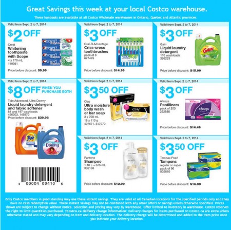 Costco Weekly Handout Instant Savings Coupons East (Sept 2-7)