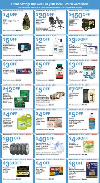 Costco Weekly Handout Instant Savings Coupons East (Sept 29 - Oct 5)