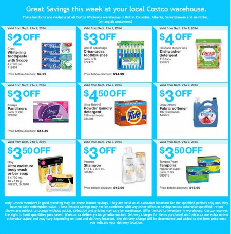 Costco Weekly Handout Instant Savings Coupons West (Sept 2-7)