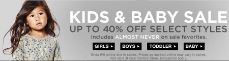 GAP Kids and Baby Sale (Until Sept 9)