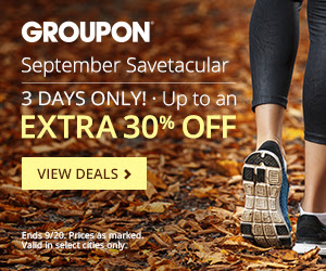 Groupon September Savetacular - Extra 30 Off Select Local Deals Promo Code (Sept 18-20)