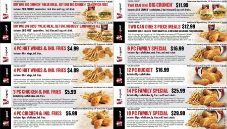 KFC New Printable Coupons (Until Sept 28)
