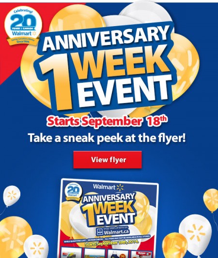 Walmart Anniversary Event - Sneak Peek Flyer (Starts Sept 18)