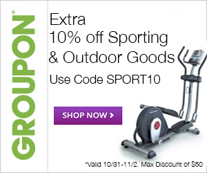 Groupon Extra 10 Off Sporting Goods and Outdoor Goods Promo Code (Oct 31 - Nov 2)