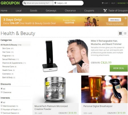 Groupon Extra 15 Off Health and Beauty Goods Deal Promo Code (Oct 24-26)