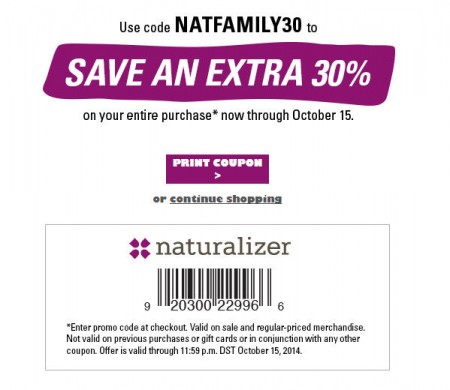 Naturalizer Friends and Family Sale - Extra 30 Off Entire Purchase Promo Code (Oct 9-15)