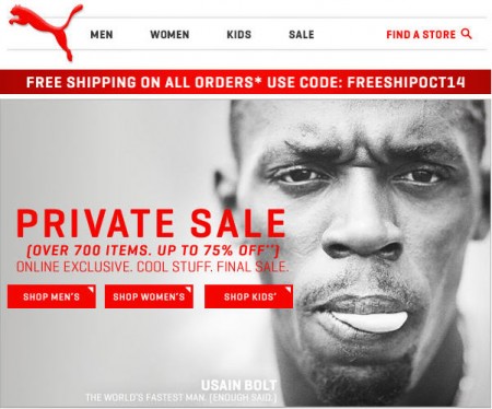 PUMA Private Sale - Save up to 75 Off + Free Shipping (Oct 22-23)
