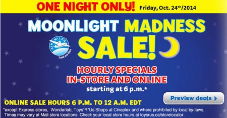 Toys R Us and Babies R Us 1-Night Only Moonlight Madness Sale (Oct 24)