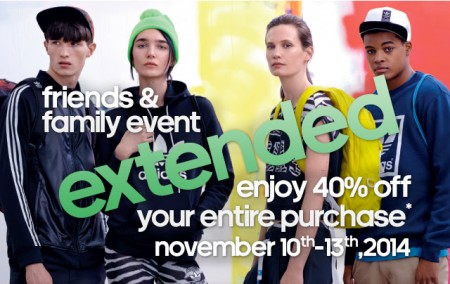 Adidas Friends & Family Event Extended- 40 Off Your Entire Purchase (Nov 10-13)