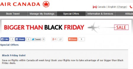 Air Canada Black Friday Seat Sale (Book by Dec 1)