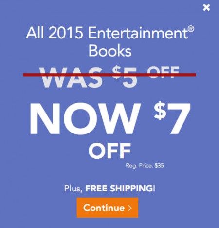 Entertainment Book $7 Off All 2015 Coupon Books + Free Shipping (Nov 6-14)