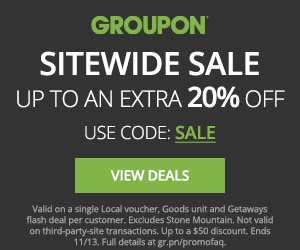Groupon - Sitewide Promo Code - Save up to an Extra 20 Off (Nov 12-13)