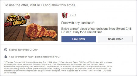 KFC FREE Piece of New Sweet Chili Crunch with Any Purchase (Until Nov 2)