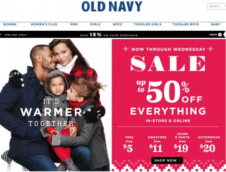 Old Navy Up to 50 Off Everything + Extra 15 Off Code