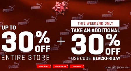 PUMA Black Friday Sale - Up to 30 Off + Extra 30 Off Promo Code + Free Shipping (Nov 26-30)