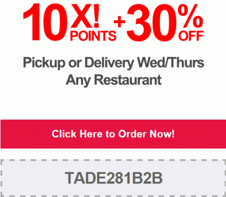TasteAway 30 Off Restaurant Pickup or Delivery Order Promo Code (Nov 26-27)