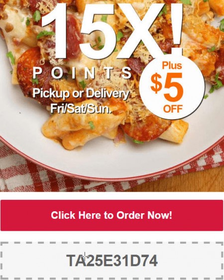 TasteAway Promo Code - $5 Off + 15X Points on Pickup or Delivery Orders at any Restaurant (Oct 30 - Nov 2)