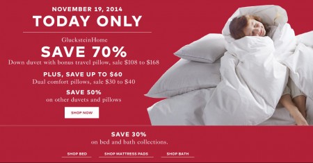 TheBay One Day Sale - 70 Off GlucksteinHome Down Duvet, 50 Off Other Duvets and Pillows (Nov 19)