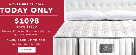 TheBay One Day Sale - Save $1800 Off Stearns & Foster Brittania Tight Top Queen Mattress Set (Nov 23)